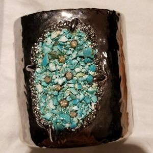 Silver and turquoise bracelet cuff